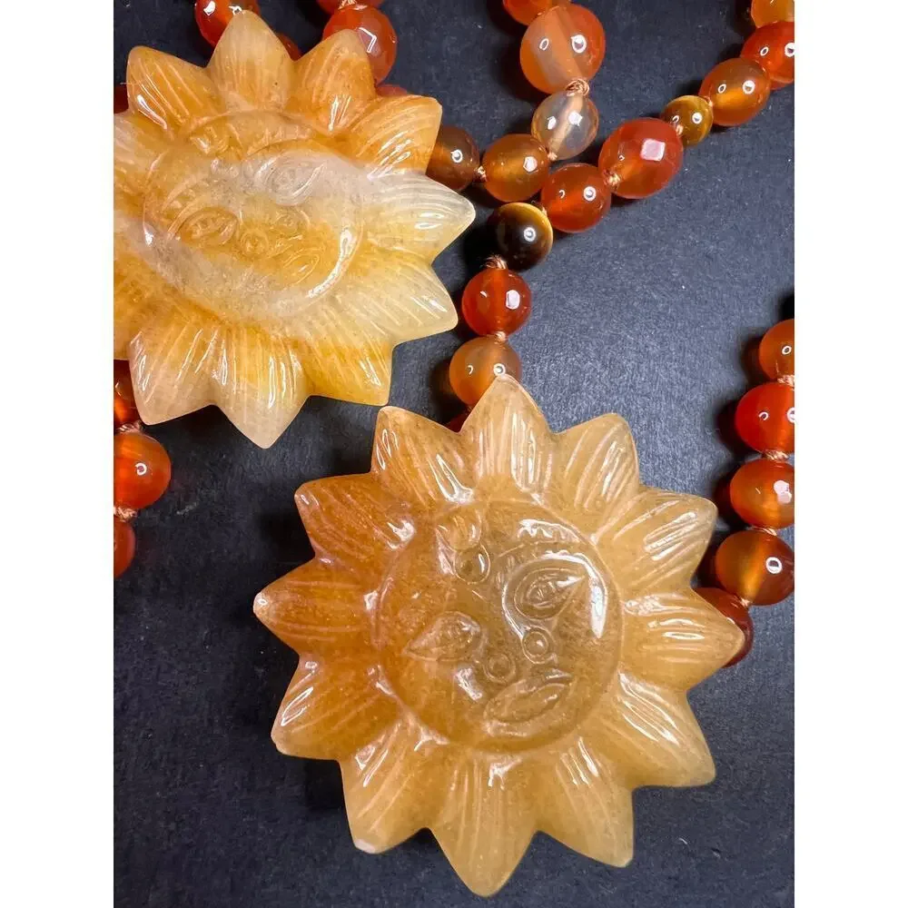 NEW carnelian multi stone sunface knotted necklace - Picture 9 of 16
